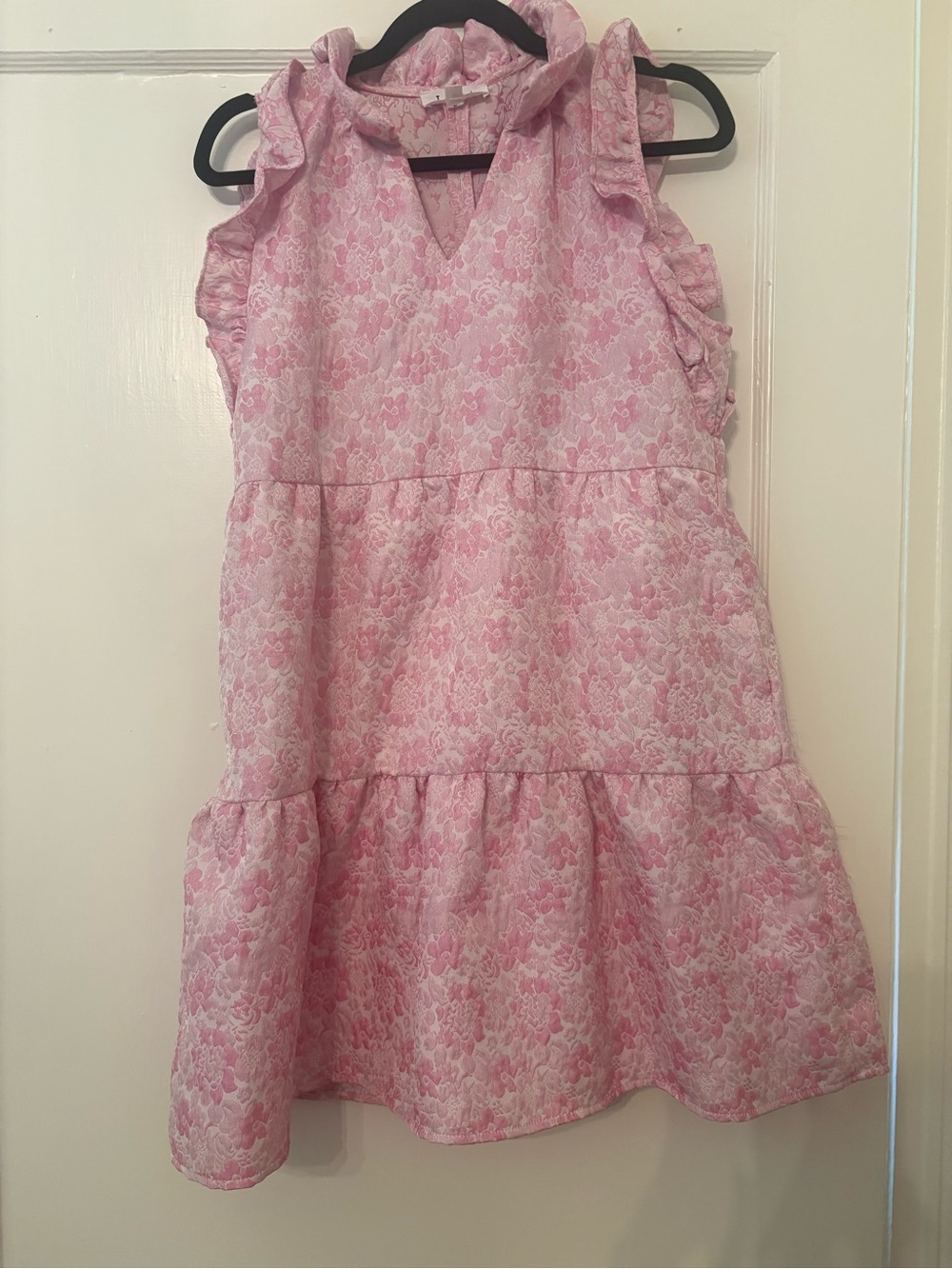 THML Pink Floral Ruffle Sleeveless Dress